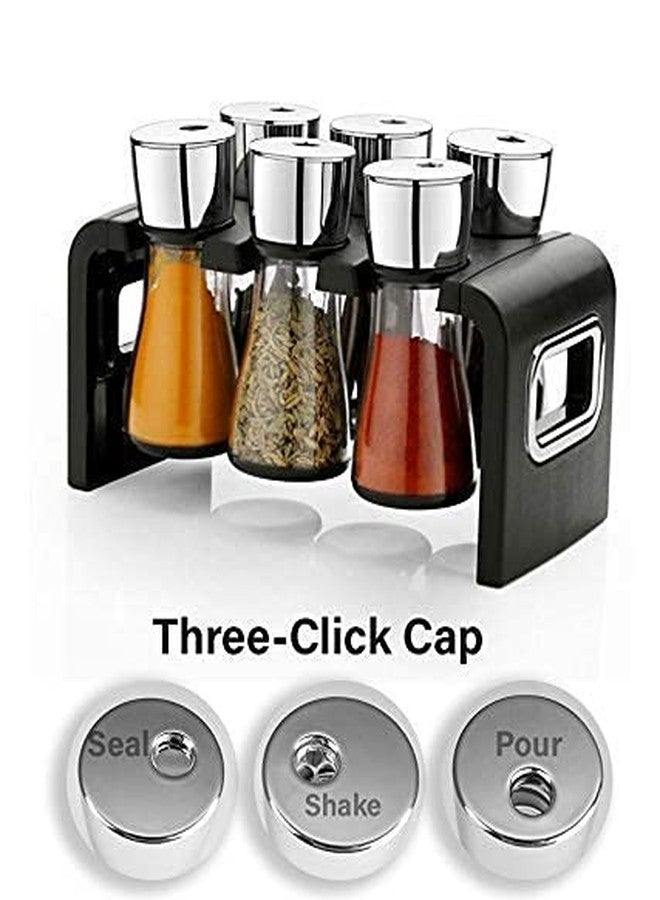 Yorten Spice Container of 6 pcs for Storage of Kitchen Spices and Masala Storage (Black) (6 - PCS Spice Rack) - Image 3